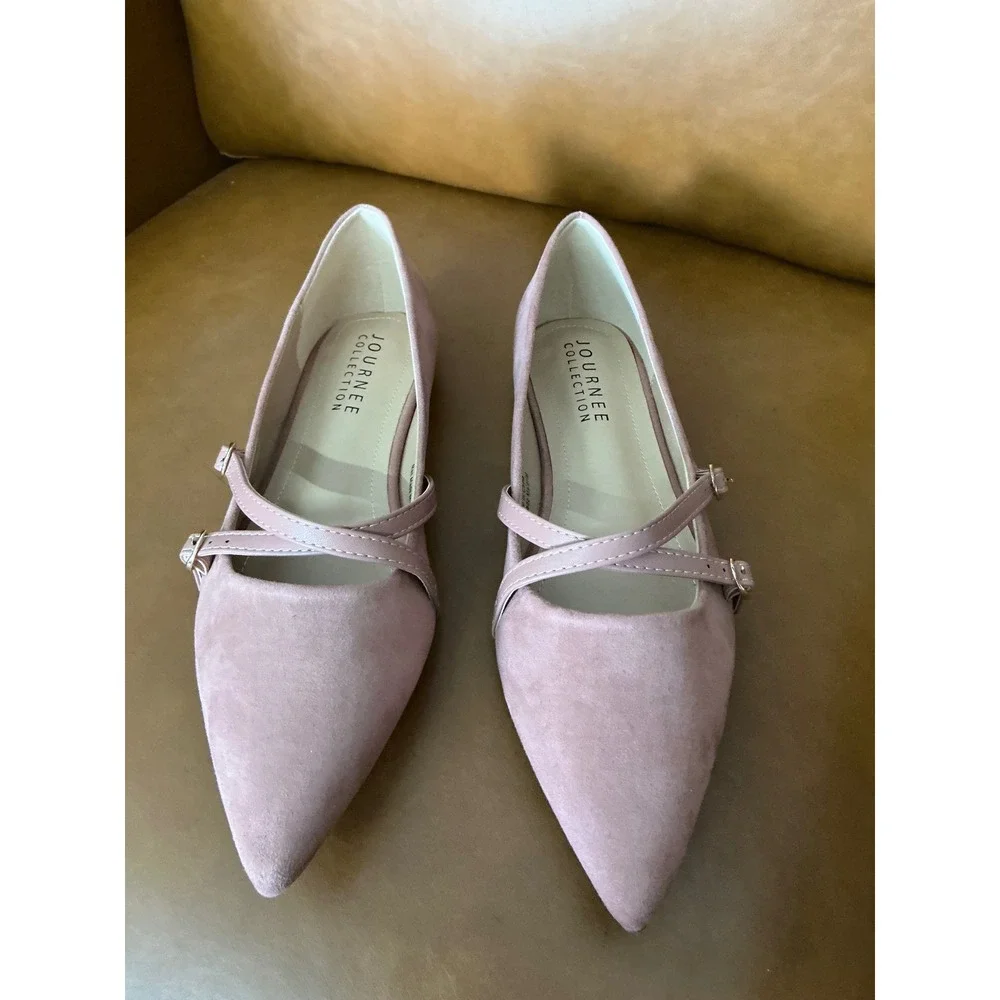 Journee Collection Patricia Flats Womens 12 Blush Pointed Toe Strappy
